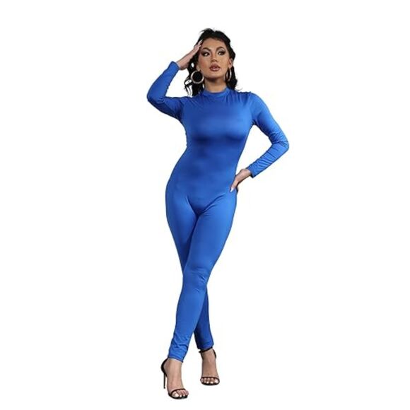 Bodycon Jumpsuit - High Waist Long Sleeve Romper, Perfect for Party Clubwear - Picture 5 of 6